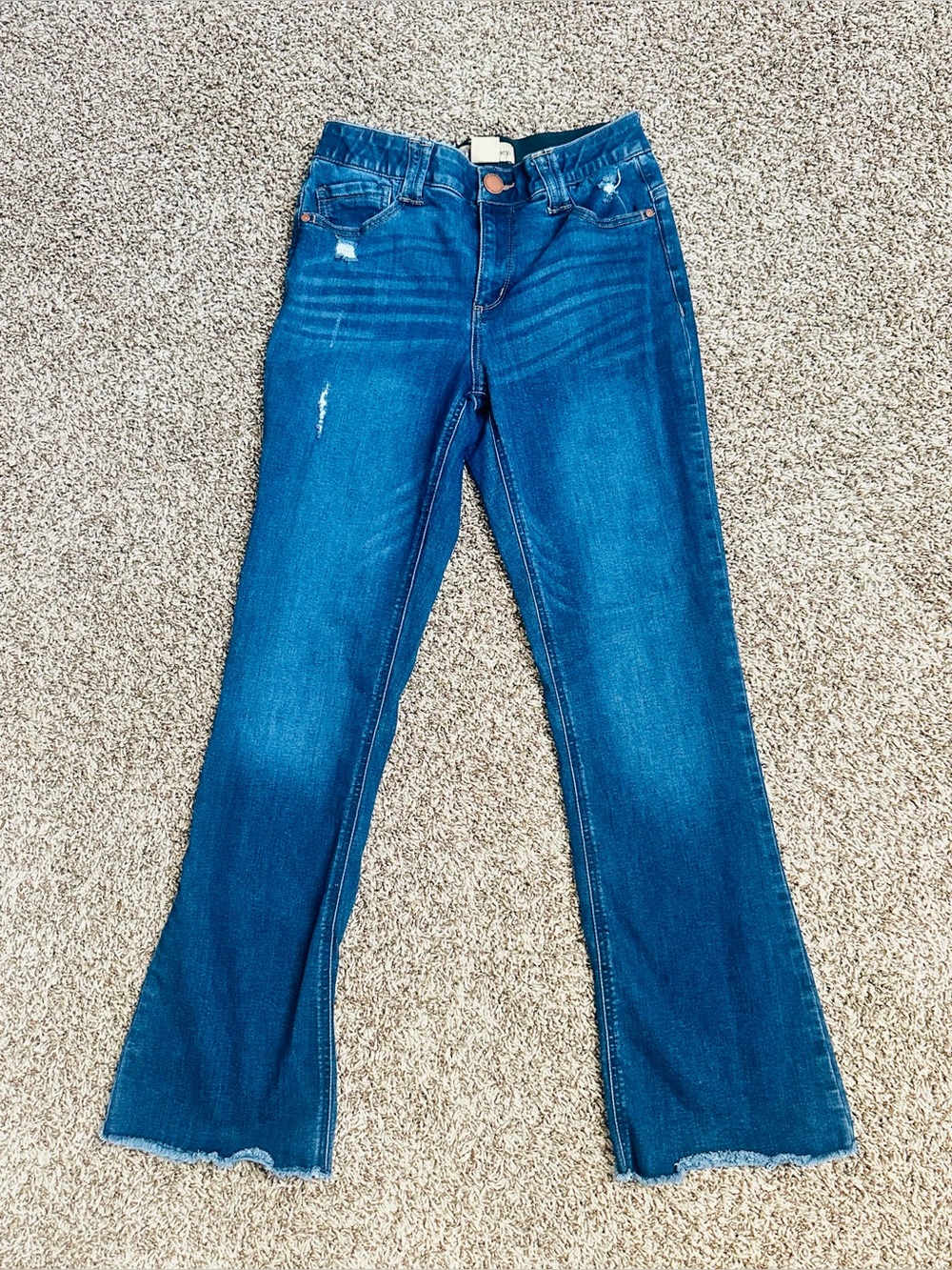 Democracy "Ab" Technology Flare Denim Jeans Distressed Frayed Hem size 6